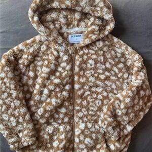Old Navy Tan and Cream Patterned Fleece Hoodie